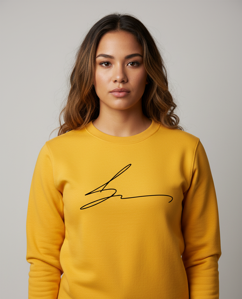 Yellow sweatshirt with signature logo